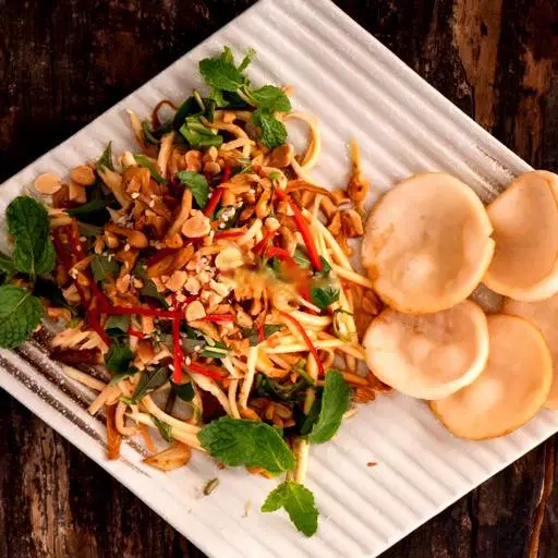 Hình ảnh Gỏi nấm sốt chanh dây chay - vegan mushroom salad with passion fruit sauce