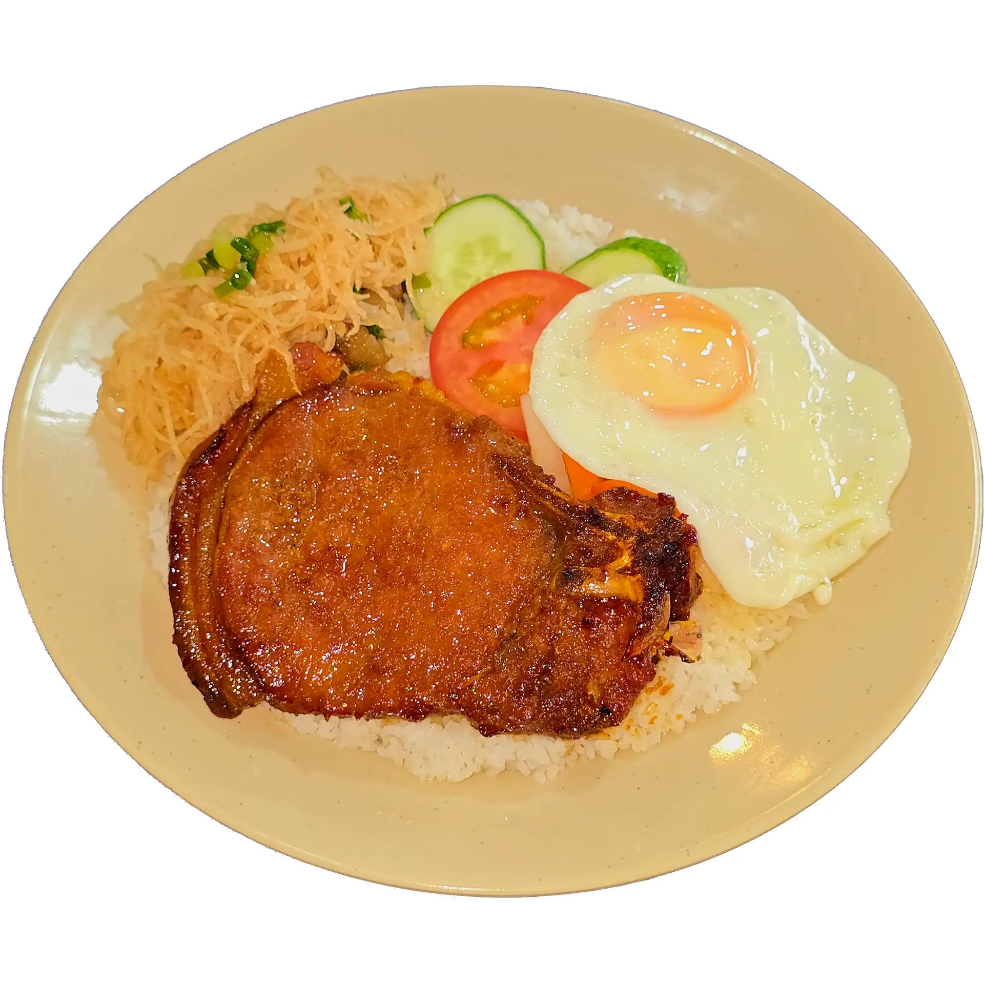 Hình ảnh Cơm sườn + bì + trứng