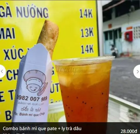 Hình ảnh Combo bánh mì que pate + Trà dâu
