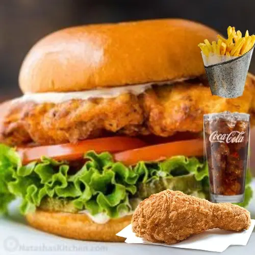 Hình ảnh Combo Hamburger Tôm - Đùi Gà - Khoai - Coca
