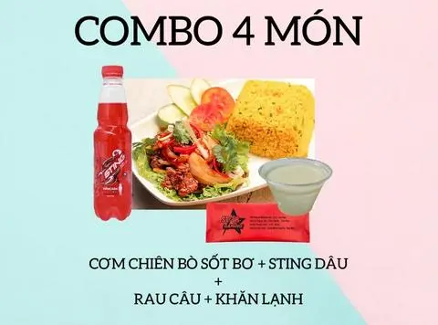 Hình ảnh CB Cơm bò sốt bơ+ Sting dâu+ Rau câu+Khăn lạnh
