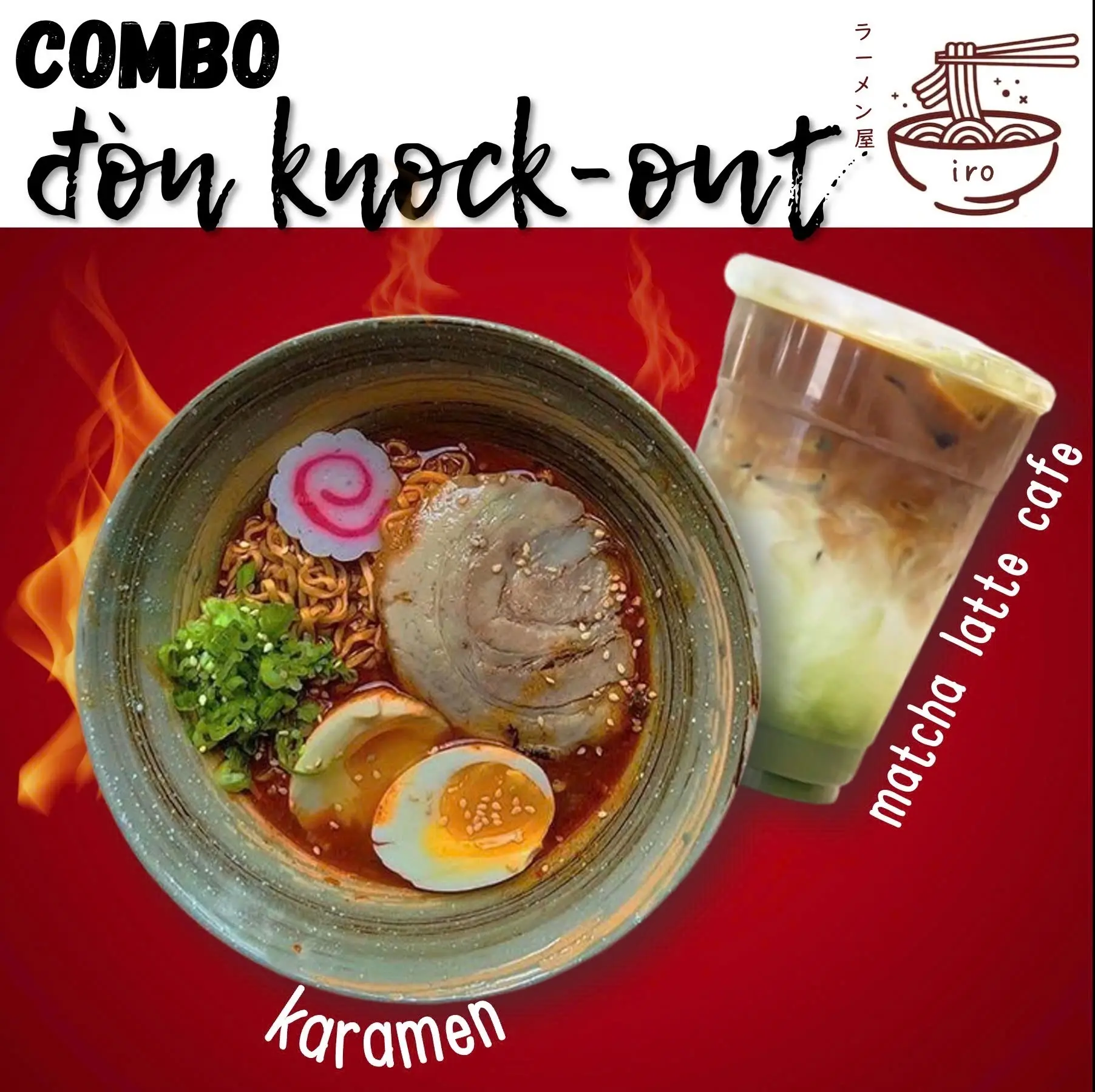 Hình ảnh Combo đòn Knock-out: Karamen - Matcha latte cafe