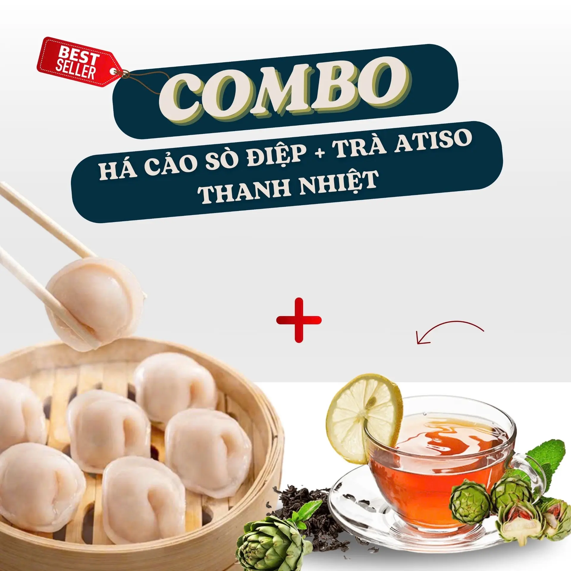 Hình ảnh Combo Há Cảo Sò Điệp + Trà Atiso Thanh Nhiệt