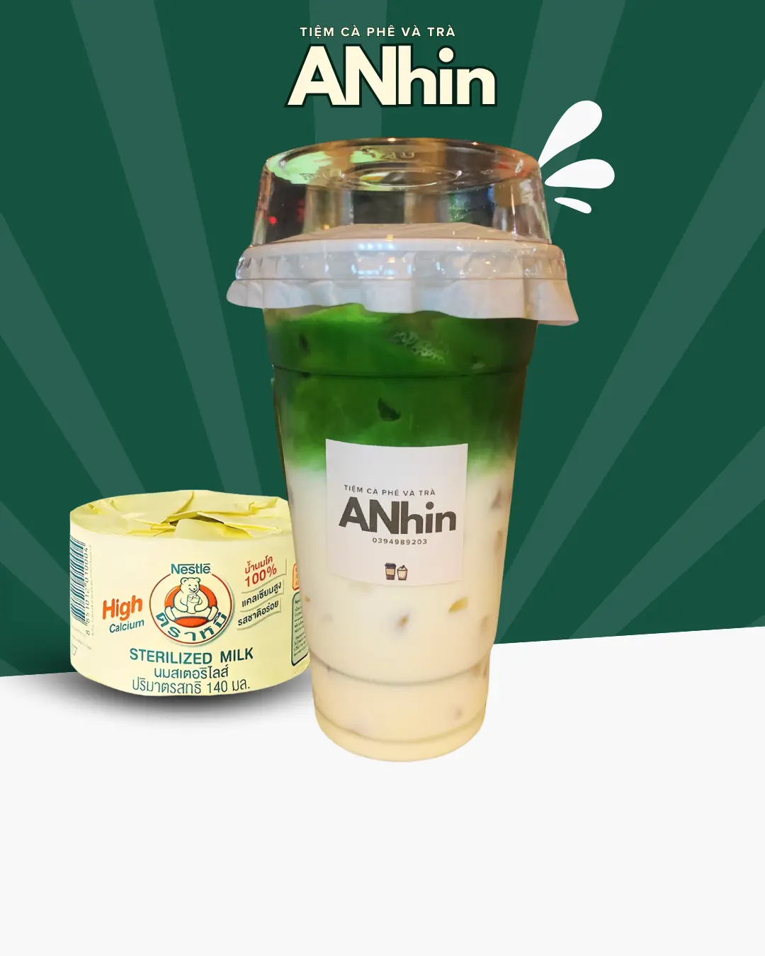 Hình ảnh Matcha Latte sữa gấu