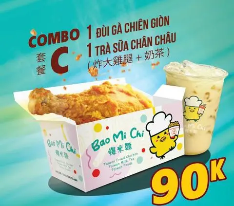 Hình ảnh Đùi gà rán lớn - trà sữa trân châu