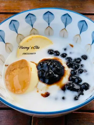 Hình ảnh Tàu hũ trân châu đường đen mix bánh flan