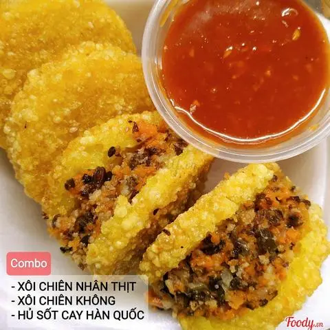Hình ảnh Combo 2 Xôi Không Nhân + 2 Xôi Nhân Thịt + Sốt Cay Hàn Quốc