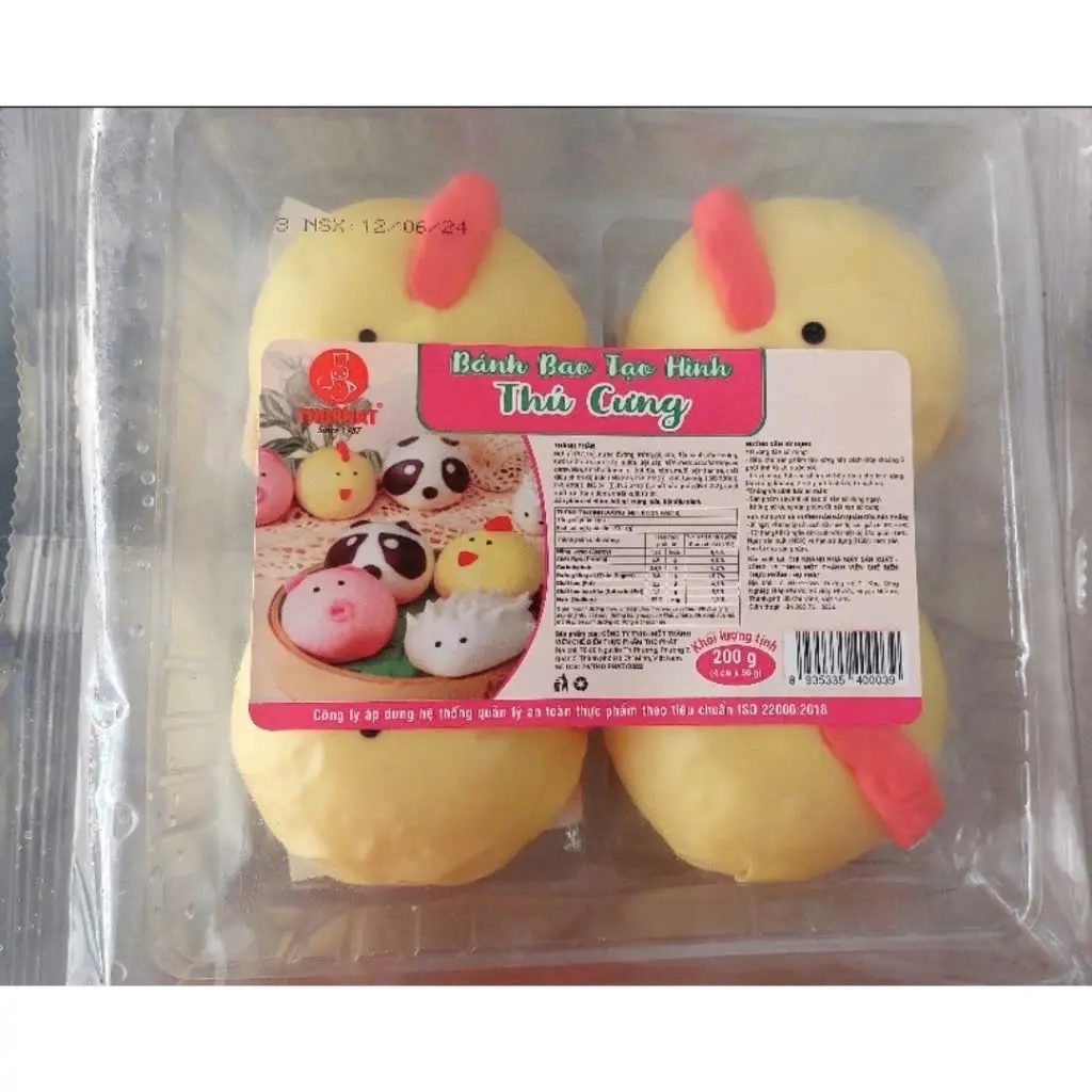 Hình ảnh Bánh Bao Tạo Hình Con Gà Lá Dứa (Gói 4 cái)