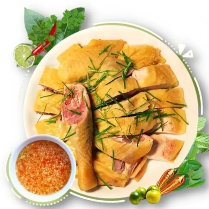 Hình ảnh gà ủ muố1/2con kèm rau dưa muối chấm 