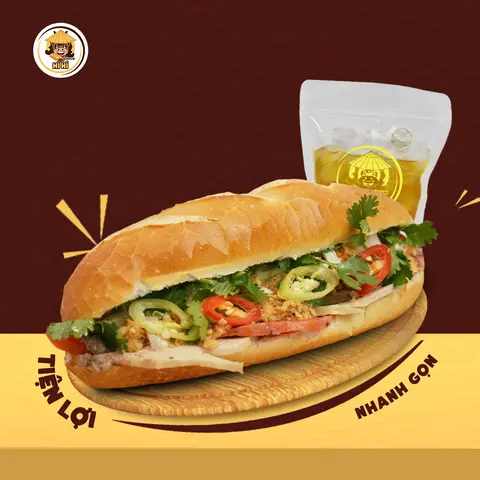 Hình ảnh Bánh mì chả đầy đủ - chà bông - trà chanh