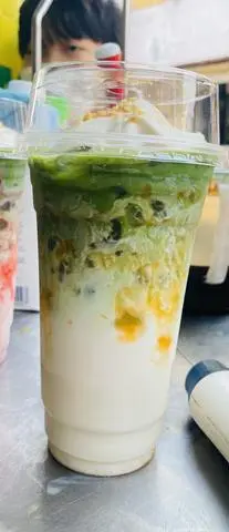 Hình ảnh đào matcha latte kem muối (sữa gấu) ly700ml