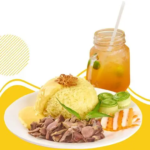 Hình ảnh Combo cơm lòng gà - trà đào tắc