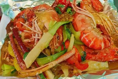 Hình ảnh tôm càng xanh xào miến 