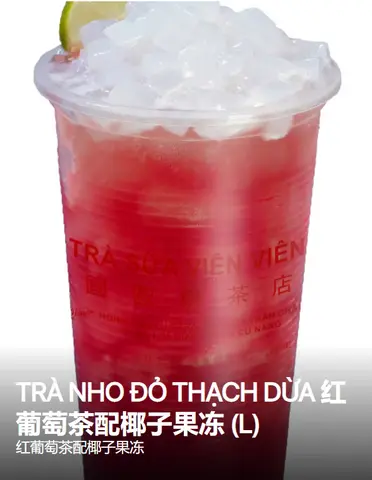 Hình ảnh Trà nho đỏ thạch dừa (L)