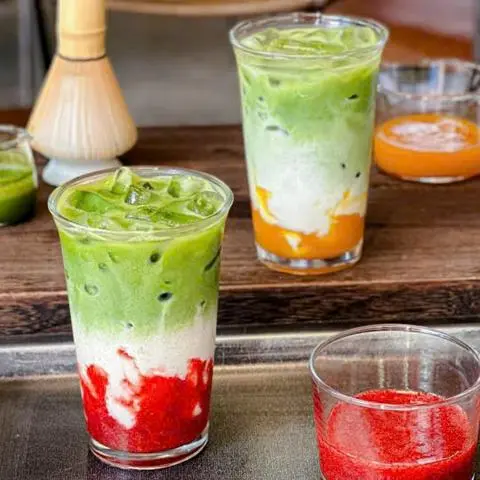 Hình ảnh matcha latte trái cây 