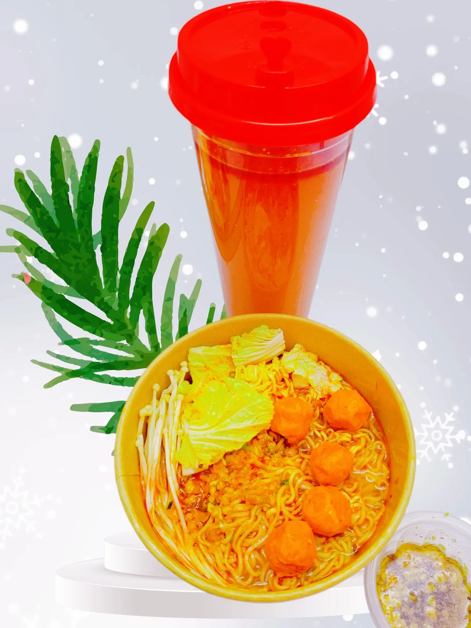 Hình ảnh Lẩu Ly Chua Cay, Sa Tế, Tôm Viên (5 Viên) (Số 1) + (Tặng Sốt Mắm, Tỏi Phi, Rau Bắp/Cải Thảo, Nấm)
