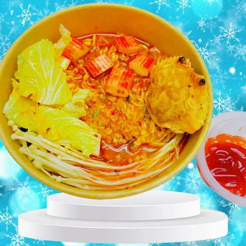 Hình ảnh Mì Nước, Chả Mai Ghẹ, Thanh Cua (Kèm Tương Ớt, Rau Bắp/Cải Thảo, Tỏi Phi, Nấm)