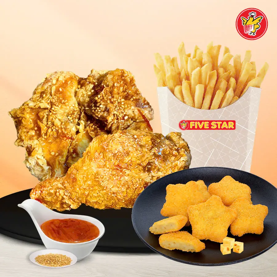Hình ảnh 2 Gà Xốt Mắm Tỏi + Nugget Cheese + Khoai Tây