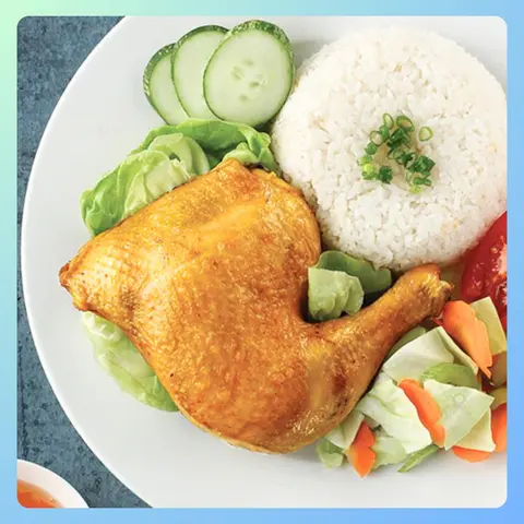 Hình ảnh CƠM(cơm trắng) GÀ nhúng sốt MẮM TỎI + kèm canh