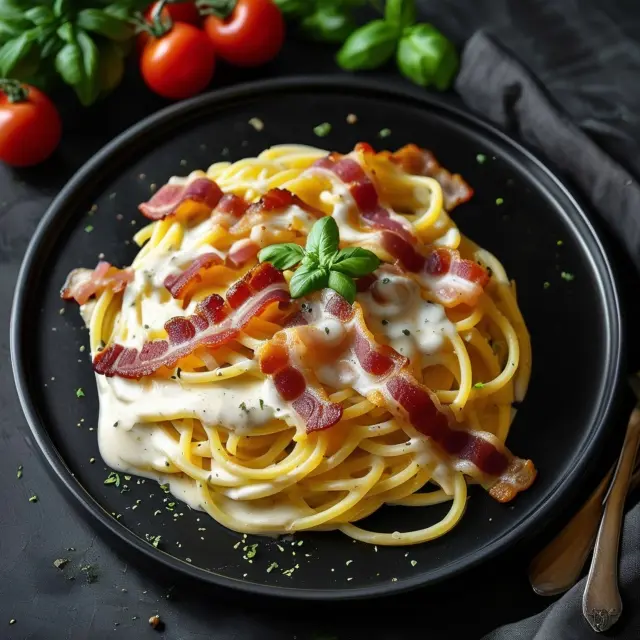 Hình ảnh ❤ Mì Ý Sốt Kem Tươi Thịt Nguội Bacon