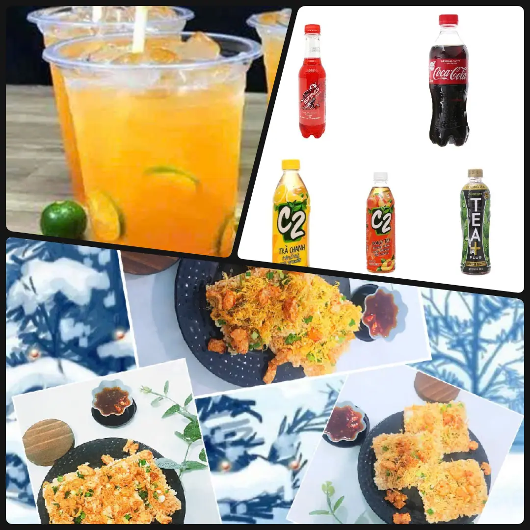 Hình ảnh Cơm Cháy Chà Bông 3m + Trà Tắc/Nước Ngọt Chai