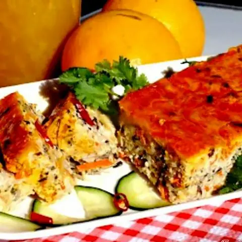 Hình ảnh Cơm rau xào nấm kho chả trứng chay dưa mắm 