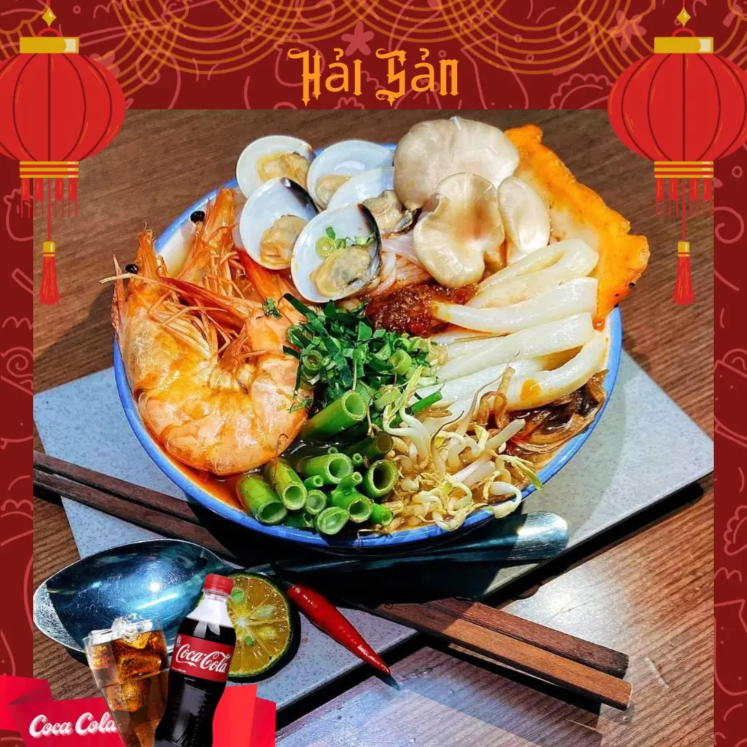 Hình ảnh Bún Thái cay hải sản + Coca-Cola