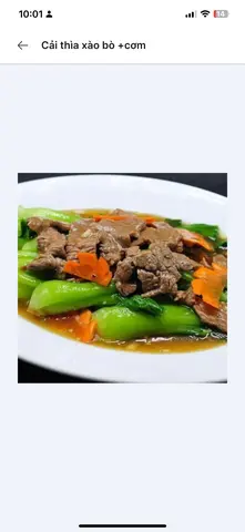 Hình ảnh Cải thìa xào thịt heo+cơm
