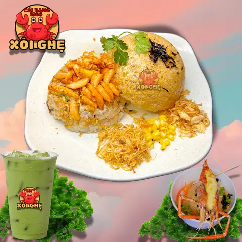 Hình ảnh Xôi ghẹ đặc biệt + Tôm càng phô mai + Trà Sữa