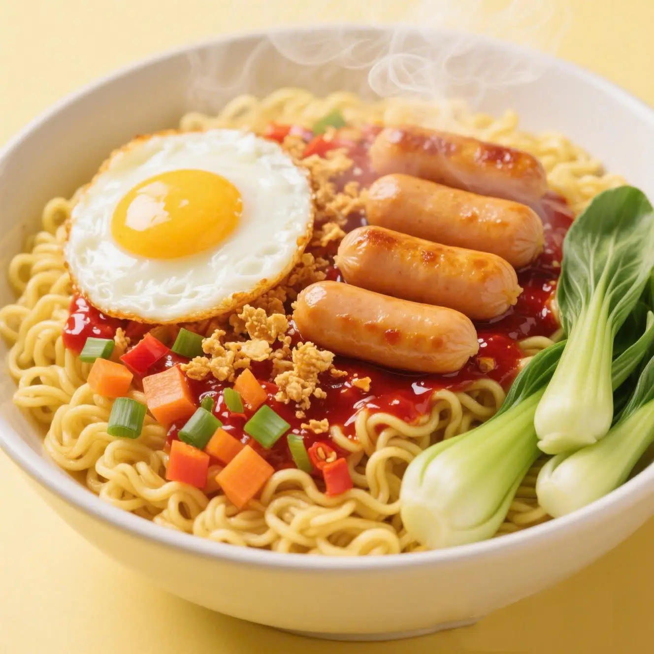 Hình ảnh Mì trộn no nê trứng xúc xích sốt thần thánh - Tặng Trà chanh siêu hời