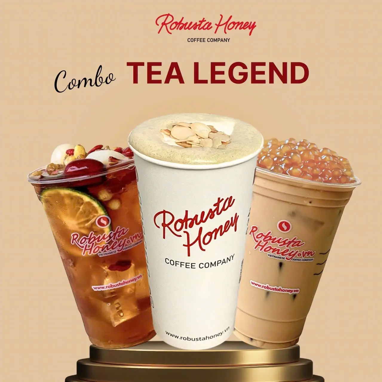 Hình ảnh Combo TEA LEGEND (3 món size L)Chè xanh sữa nguyên lá+PrimeTea+Olong Sữa Trân Châu MNHK