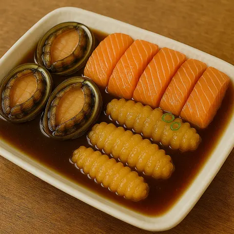 Hình ảnh Combo 8 : Hải sâm vàng + cá hồi và bào ngư ngâm tương 