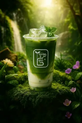Hình ảnh Matcha latte sữa gấu