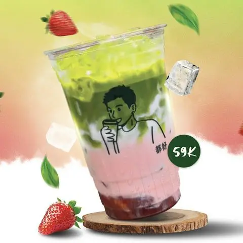 Hình ảnh Matcha latte dâu