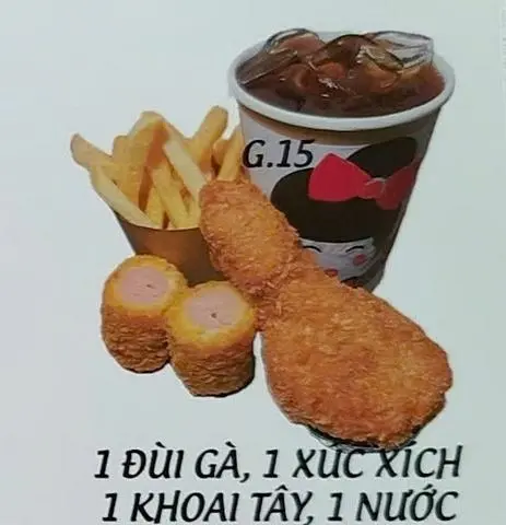 Hình ảnh G.15 1 ĐÙI GÀ, 1 XÚC XÍCH,1 KHOAI,1 NƯỚC