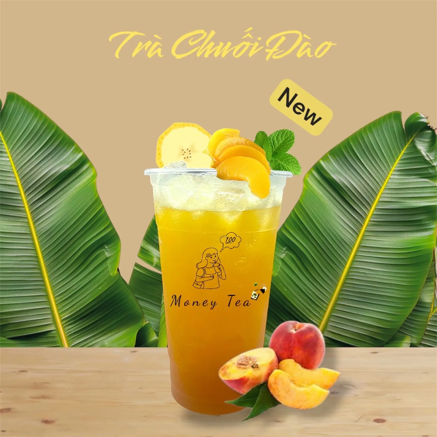 Hình ảnh Trà Chuối Đào (L) - Ly 700ml