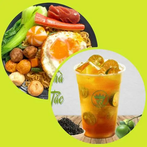 Hình ảnh Combo mì trộn thập cẩm đặc biệt + trà tắc ly lớn