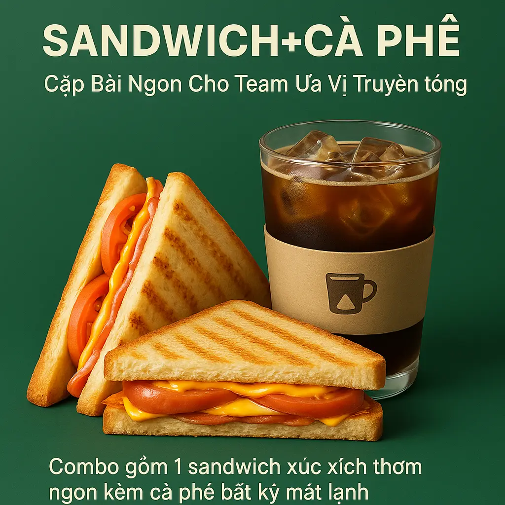 Hình ảnh Combo Ăn Sáng Gọn – Sandwich  & Cà Phê Mát Lạnh