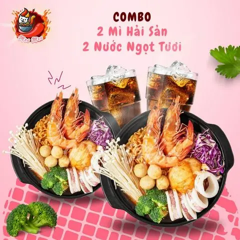 Hình ảnh 2 Mì cay Hải Sản + 2 Nước Ngọt Tươi