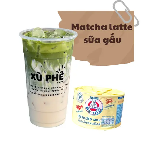 Hình ảnh Matcha latte sữa gấu