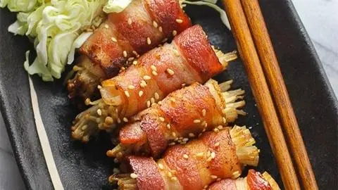 Hình ảnh Ba chỉ bò cuộn nấm sốt BBQ