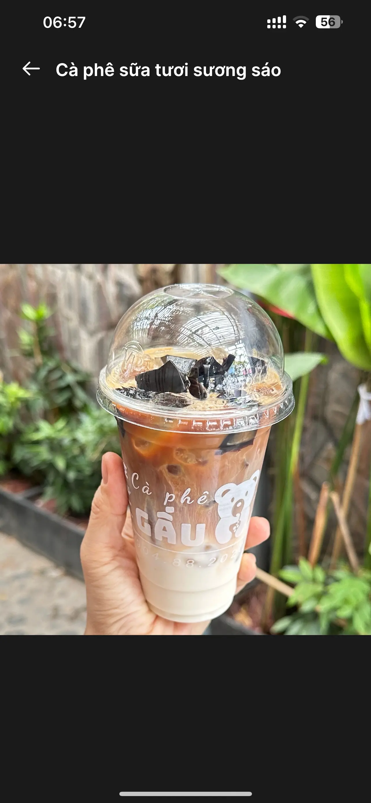 Hình ảnh Cà phê sữa tươi sương sáo