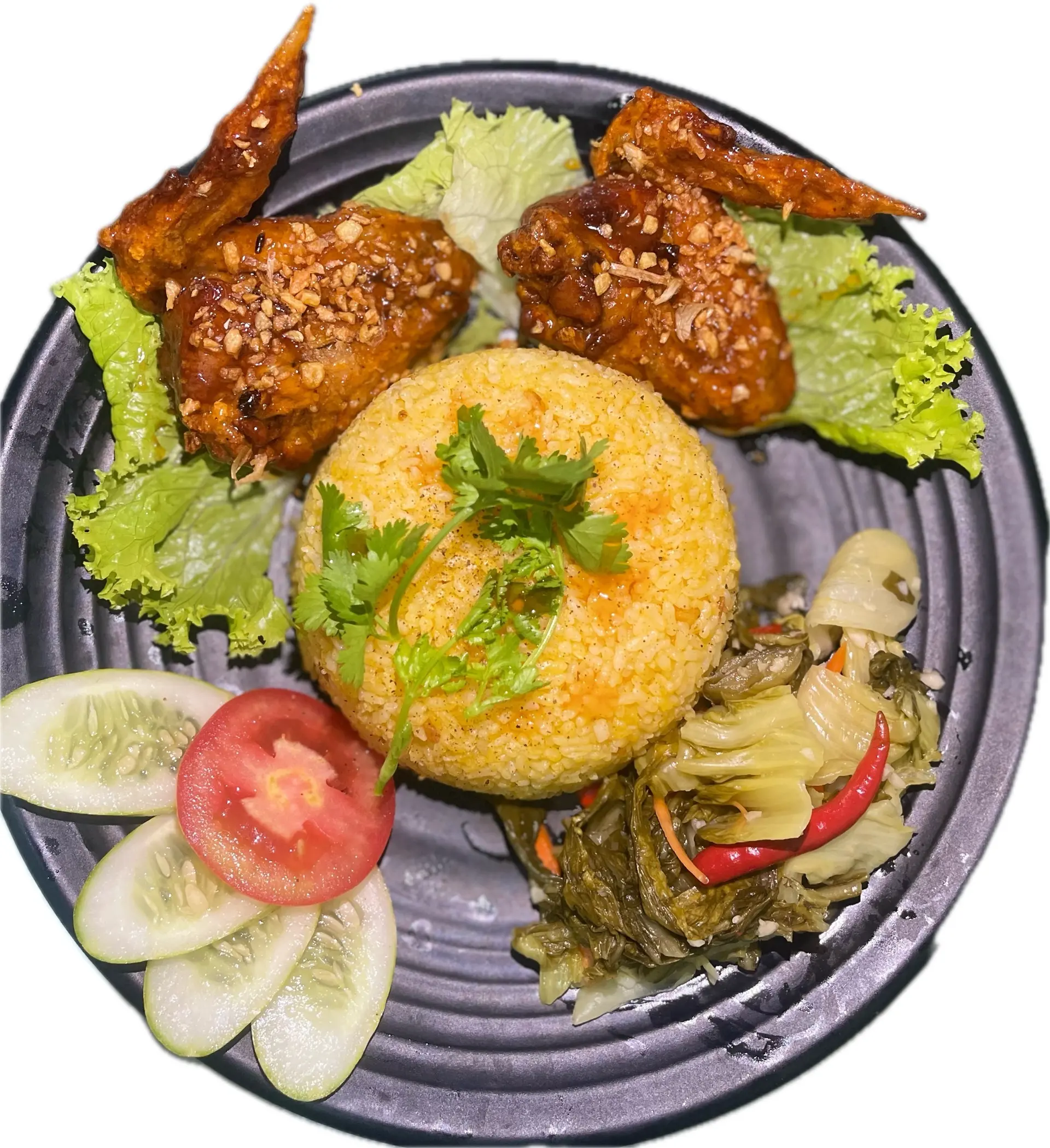 Hình ảnh Cơm gà xối mỡ (2 cánh)