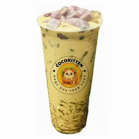 Hình ảnh Trà sữa trân châu khoai môn + rau câu sợi (500ml)