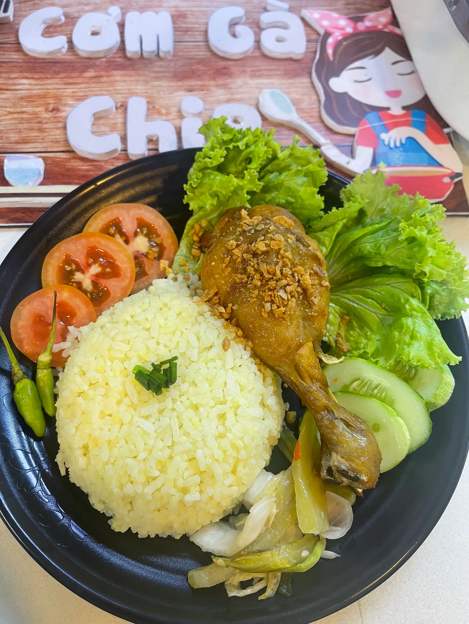 Hình ảnh CƠM GÀ SỐT MẮM GỪNG ( Đùi tỏi/ Má đùi)