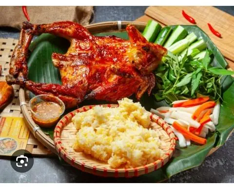 Hình ảnh gà nướng Cambo xôi bánh bao 