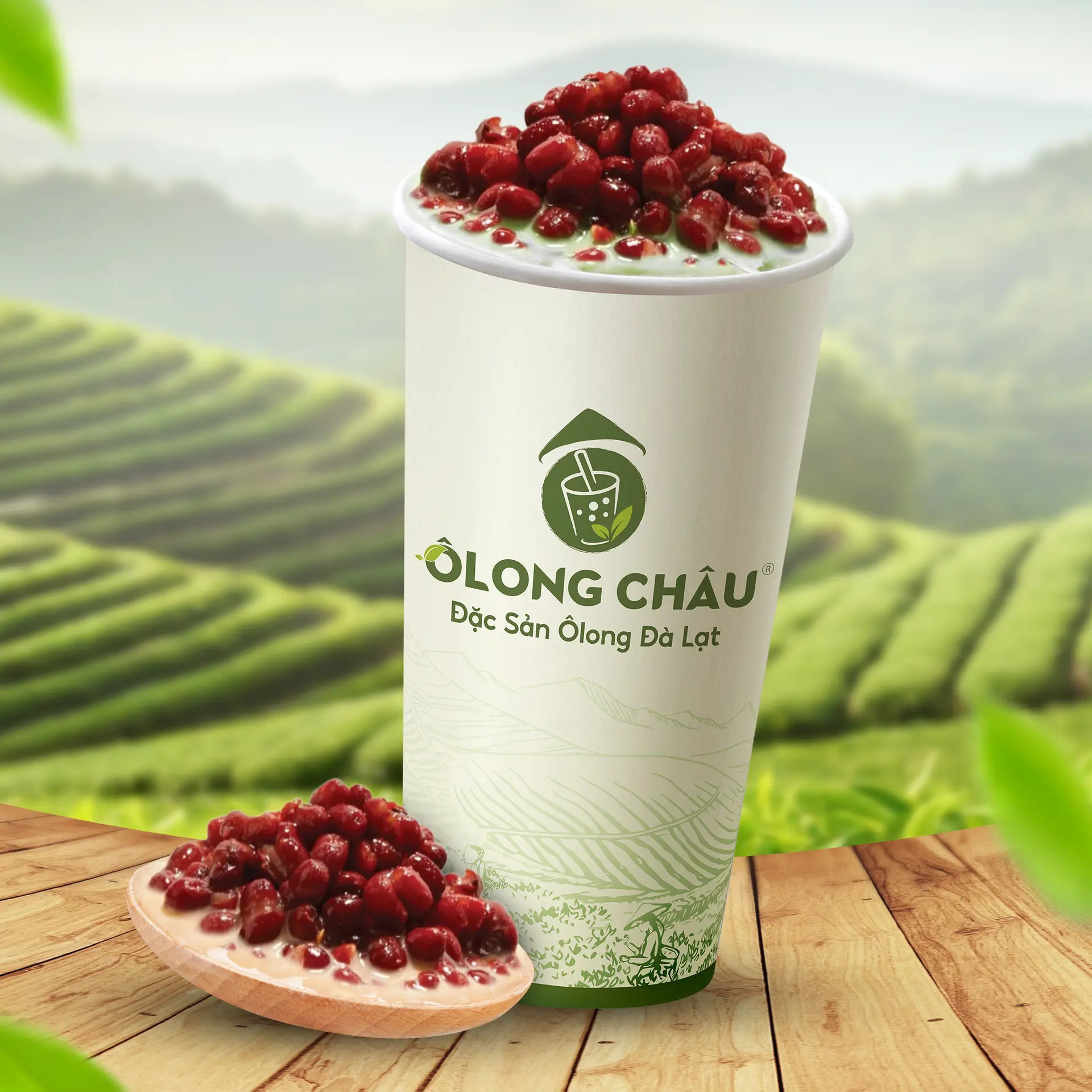 Hình ảnh Ô long sữa matcha đậu đỏ