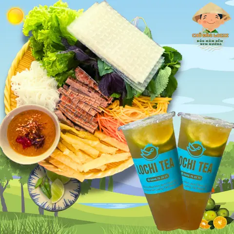 Hình ảnh Combo4: Nem Nướng Cuốn Đặc Biệt 2-3 người ăn + 2 Ly Trà Tắc 700ml (Giá gốc 202k)