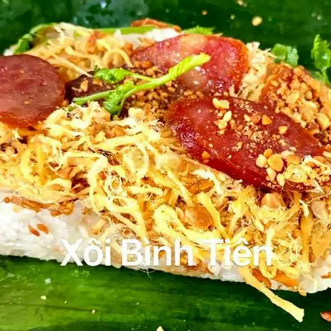 Hình ảnh Xôi chà bông , lạp xưởng - gói lá chuối 