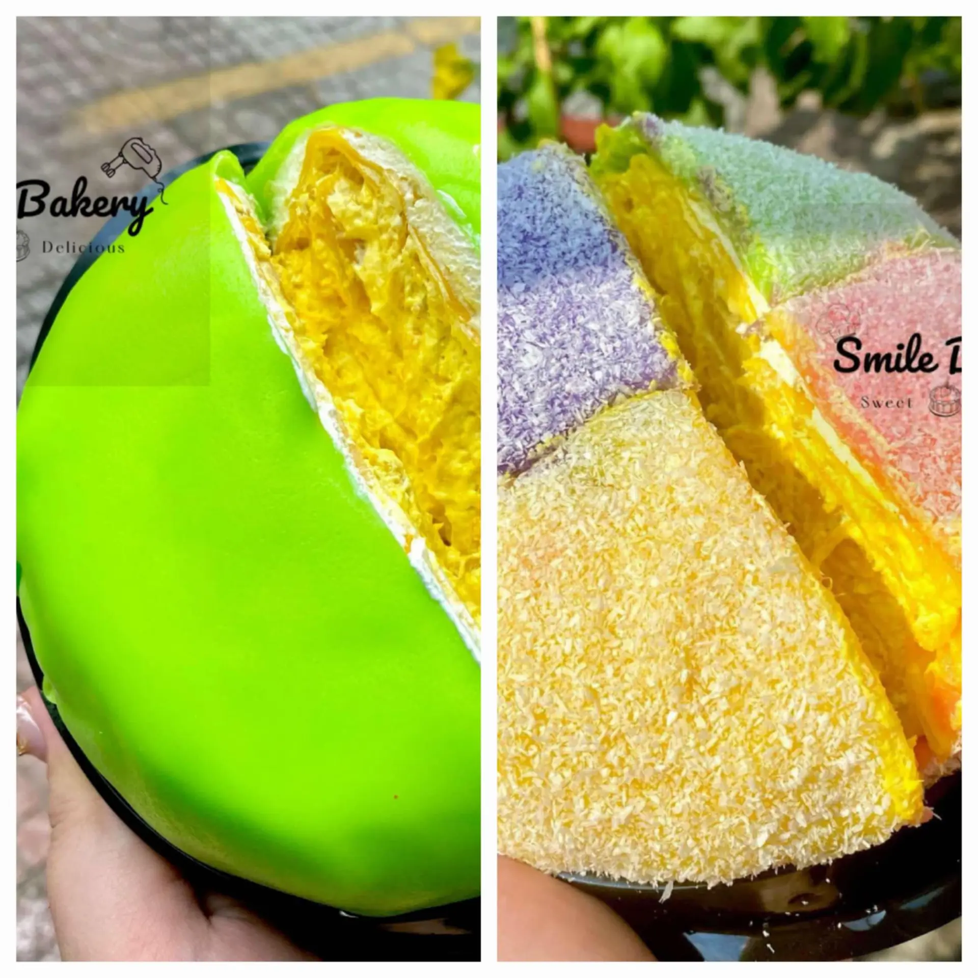Hình ảnh Combo 1 crepe ngàn lớp 14cm và 1 phú sĩ mix 4 màu 14 cm